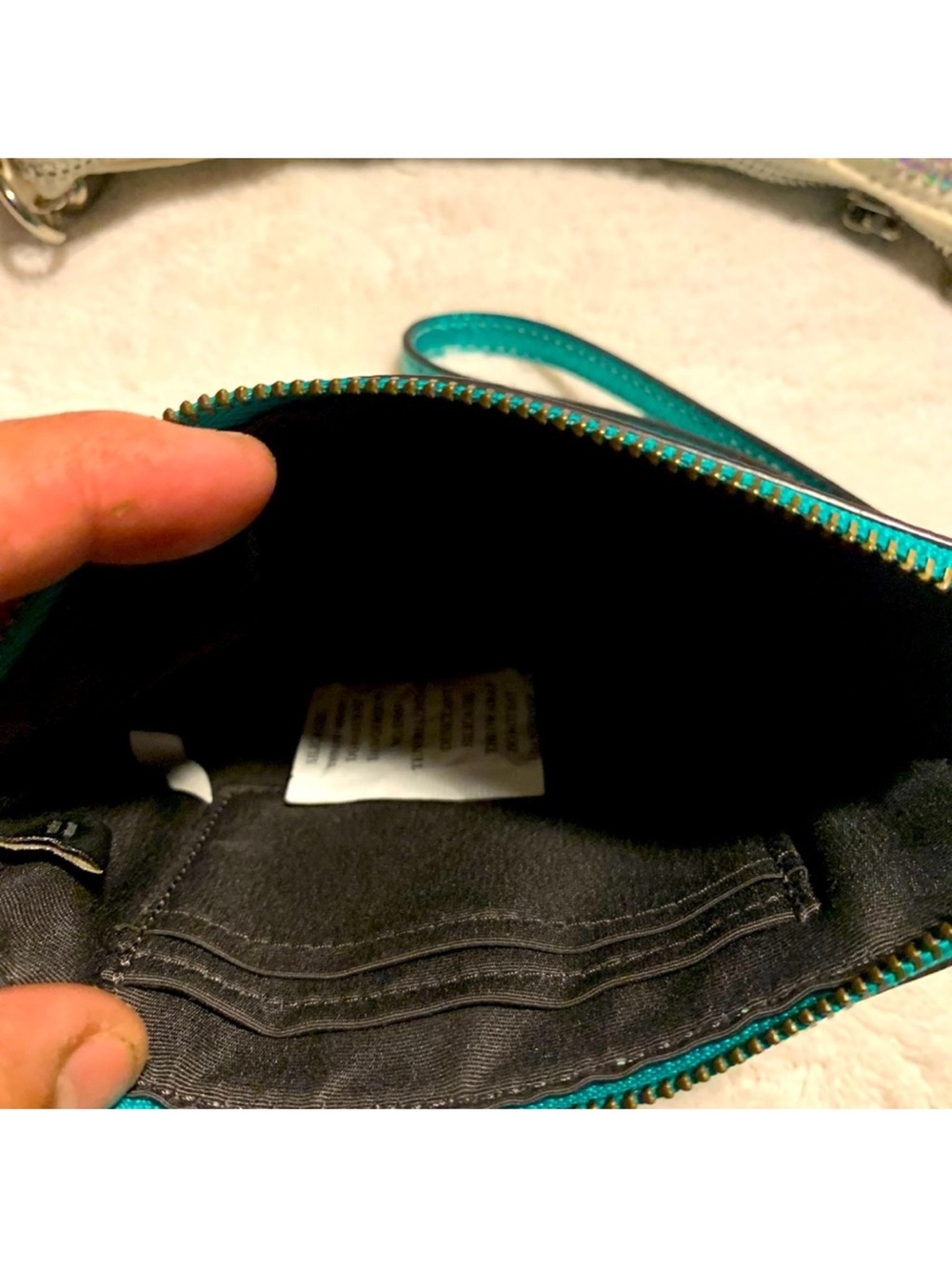 RARE Coach Metallic Sea Green City Tote with Wristlet Set “HARD TO FIND COLOR” - Picture 8 of 13